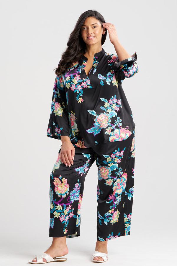 Natori Festival Satin V-Neck PJ Black