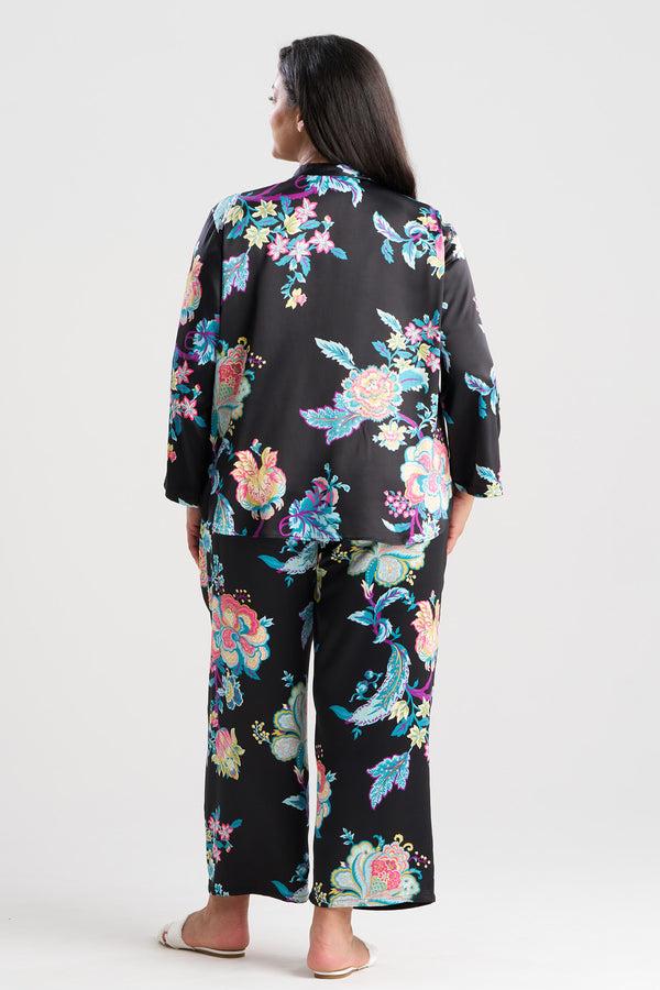 Natori Festival Satin V-Neck PJ Black