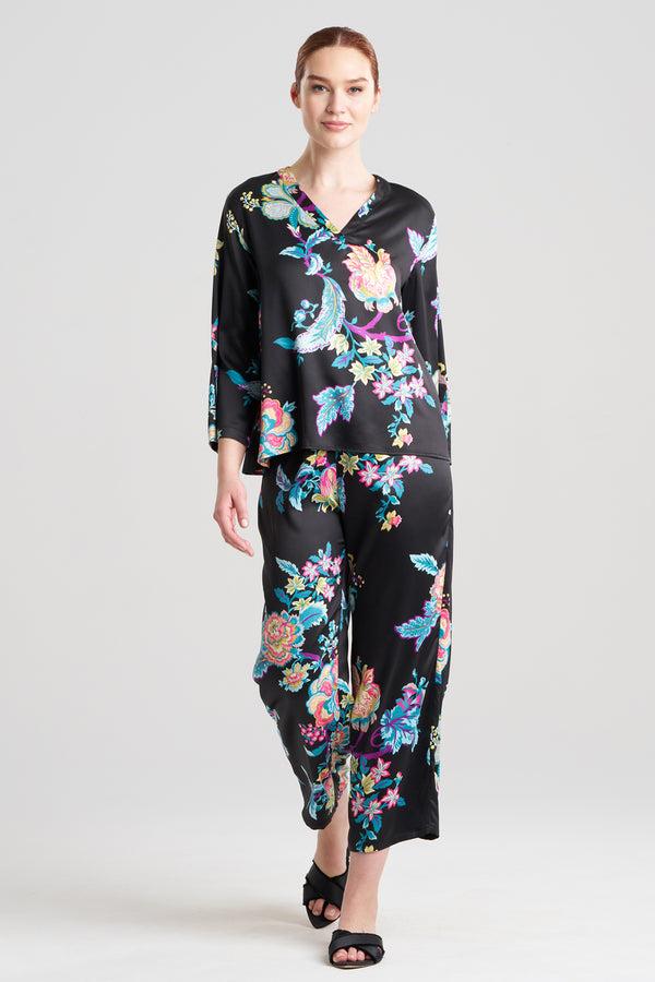 natori Festival Satin V-Neck PJ Black