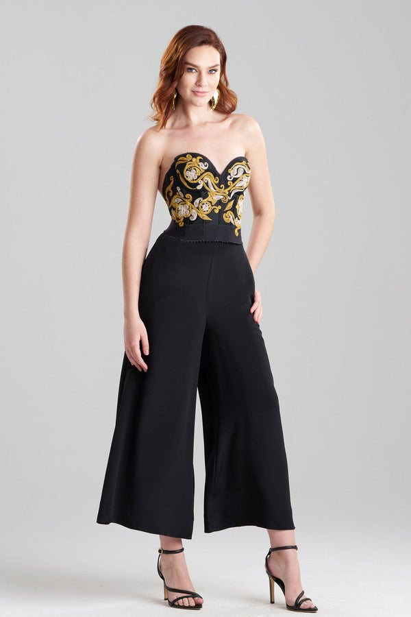 Natori Floral Embroidered Corset Black