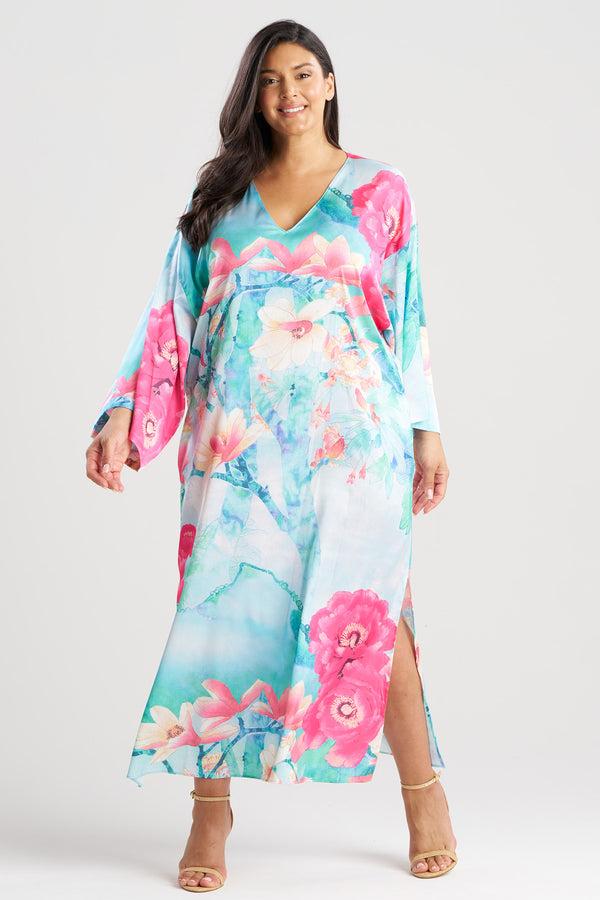 Natori Floral Garden Caftan Blue Multi