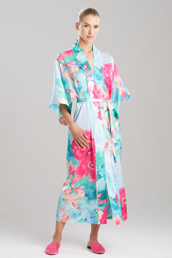 Natori Floral Garden Robe Blue Multi