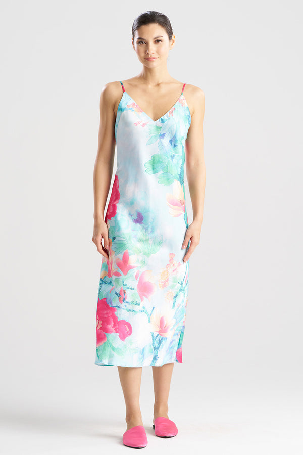 Natori Floral Garden Slip Dress Blue Multi
