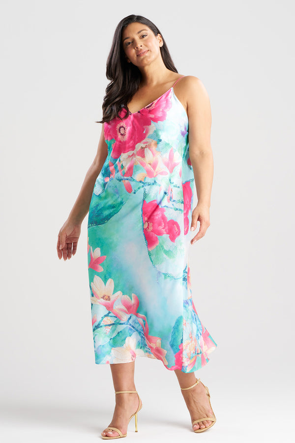 Natori Floral Garden Slip Dress Blue Multi