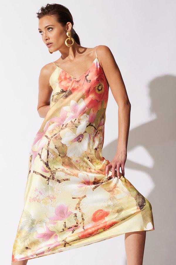 natori Floral Garden Slip Dress Golden Hour