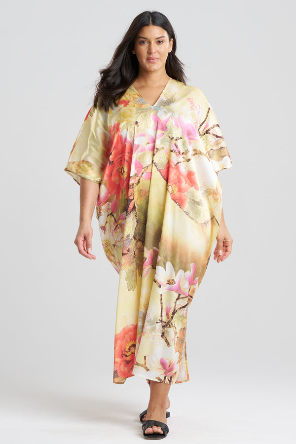 Natori Floral Garden V-Neck Caftan Golden Hour