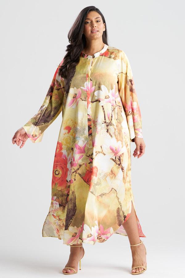 Natori Floral Garden Zip Caftan Golden Hour