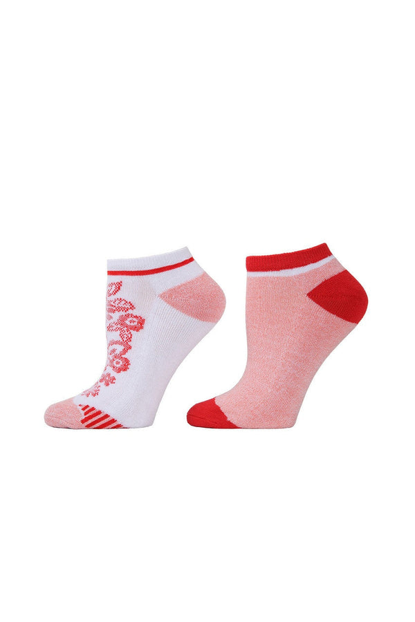 natori Floral Mix Socks - 2 Pair Pack White/Orange