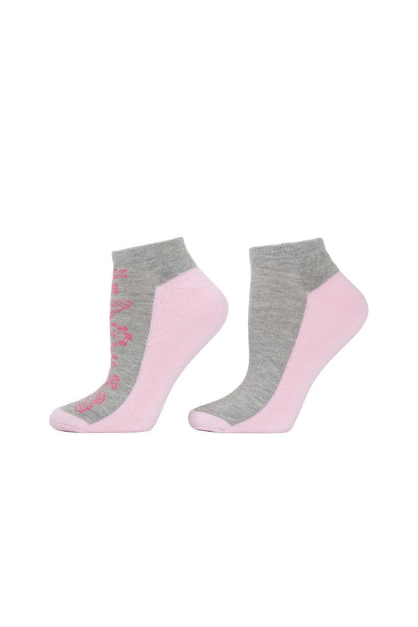 natori Floral Striped Socks - 2 Pair Pack White/Pink