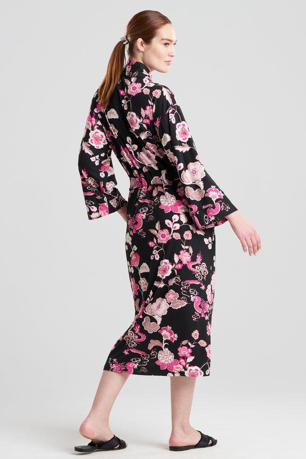 Natori Fluer Dragon Cozy Knit Robe Black