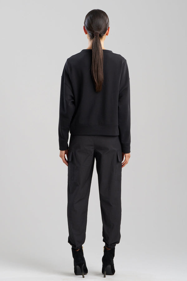 Natori French Terry Embroidered Sweatshirt Black