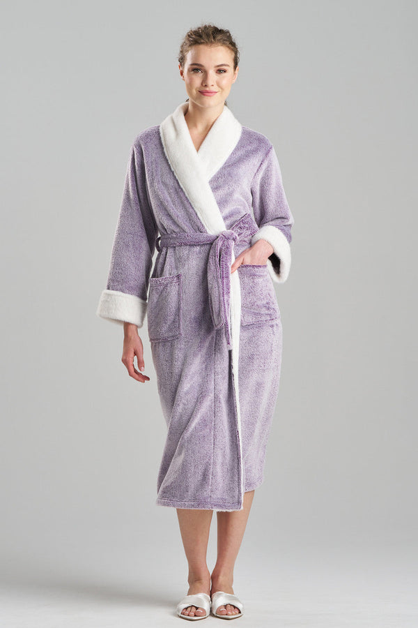 Natori Frosted Cashmere Fleece Robe Blackberry