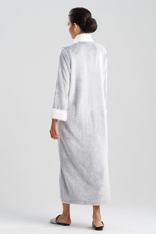 Natori Frosted Cashmere Mandarin Zip Lounger Black