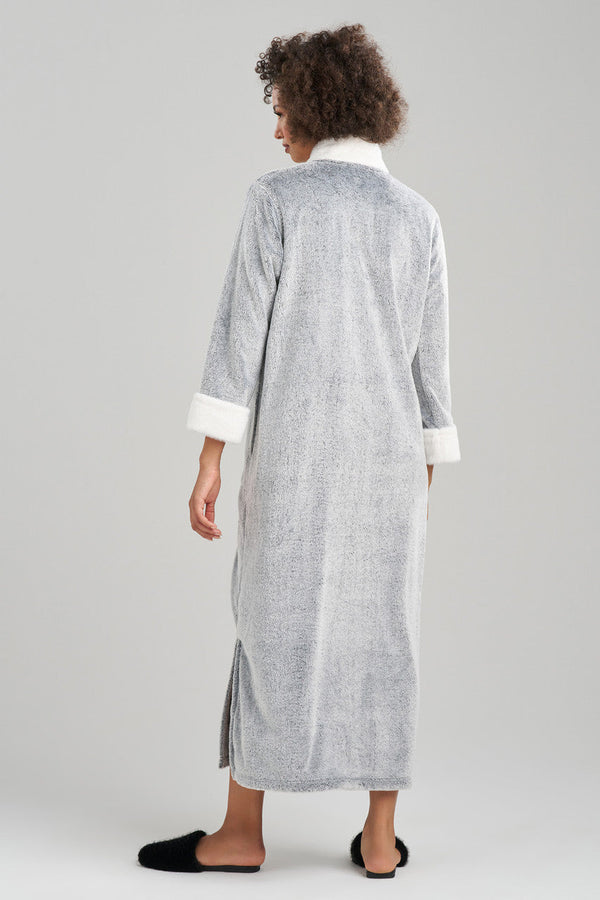 Natori Frosted Cashmere Mandarin Zip Lounger Black