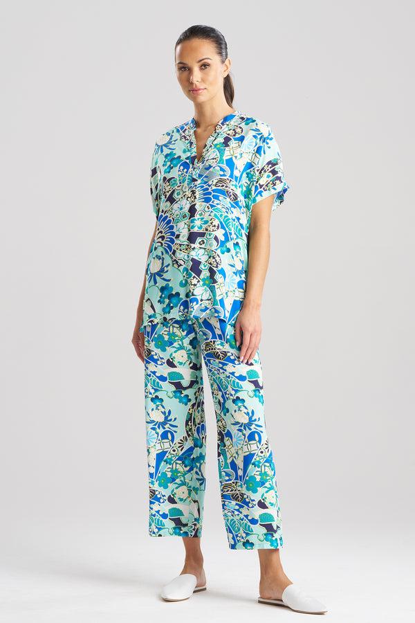 natori Fusion Fans Challis Short Sleeve PJ Blue