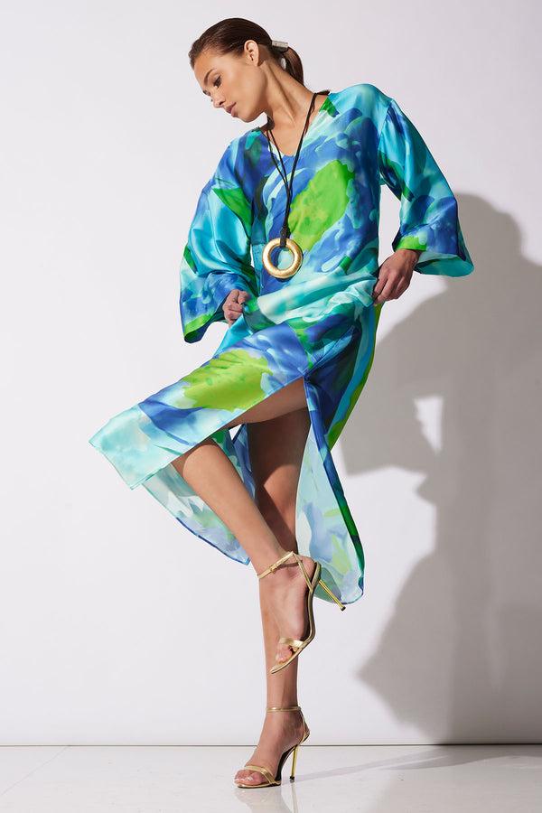natori Garbo Caftan Blue Multi