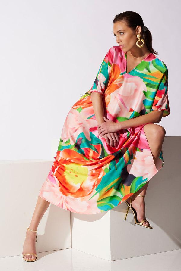 natori Garbo V-Neck Caftan Multi