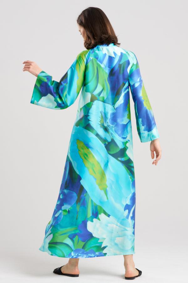 Natori Garbo Zip Caftan Blue Multi