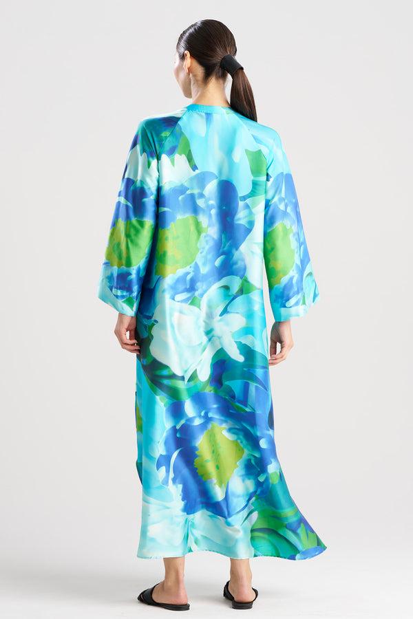 Natori Garbo Zip Caftan Blue Multi