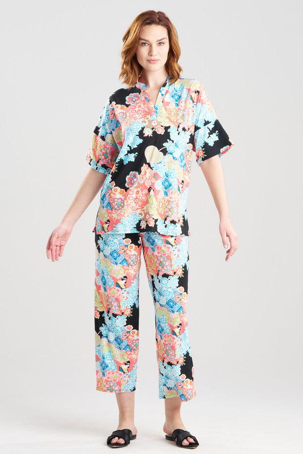 natori Geisha Garden Cozy Knit PJ Black Multi