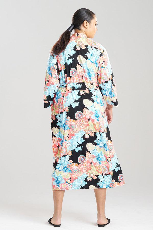 Natori Geisha Garden Knit Robe Black Multi