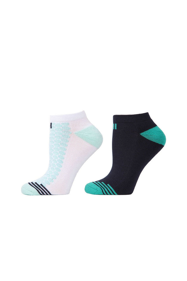 natori Geo Striped Socks - 2 Pair Pack White/Navy