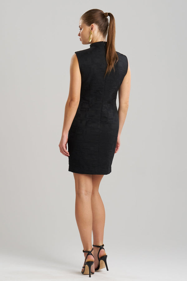 Natori Geo Texture Jacquard Sheath Dress Black