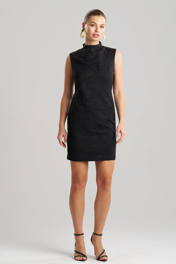 natori Geo Texture Jacquard Sheath Dress Black