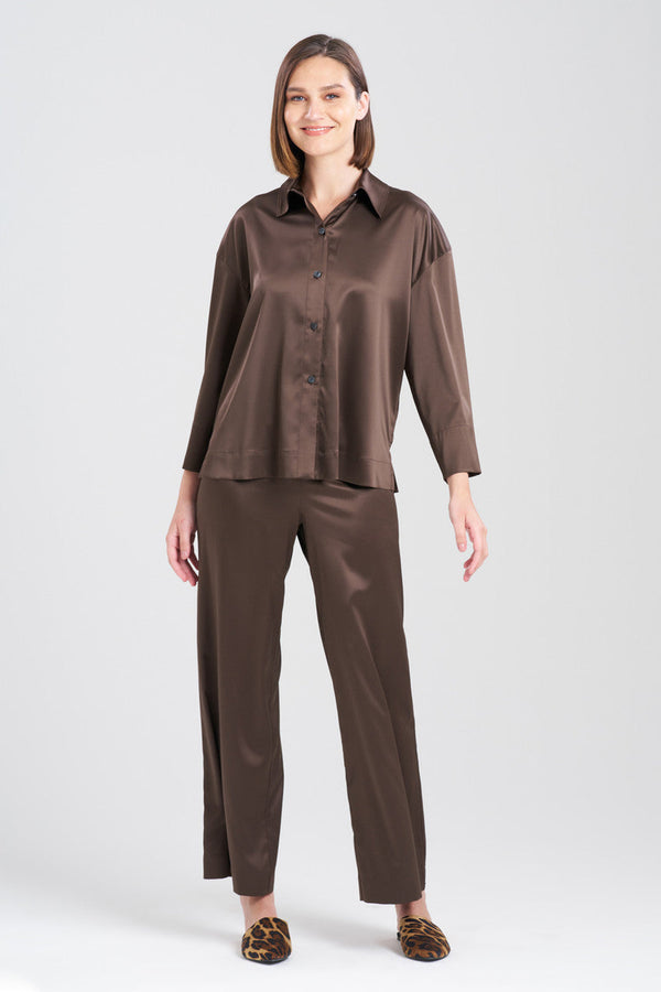natori Glamour Button Down Top Espresso