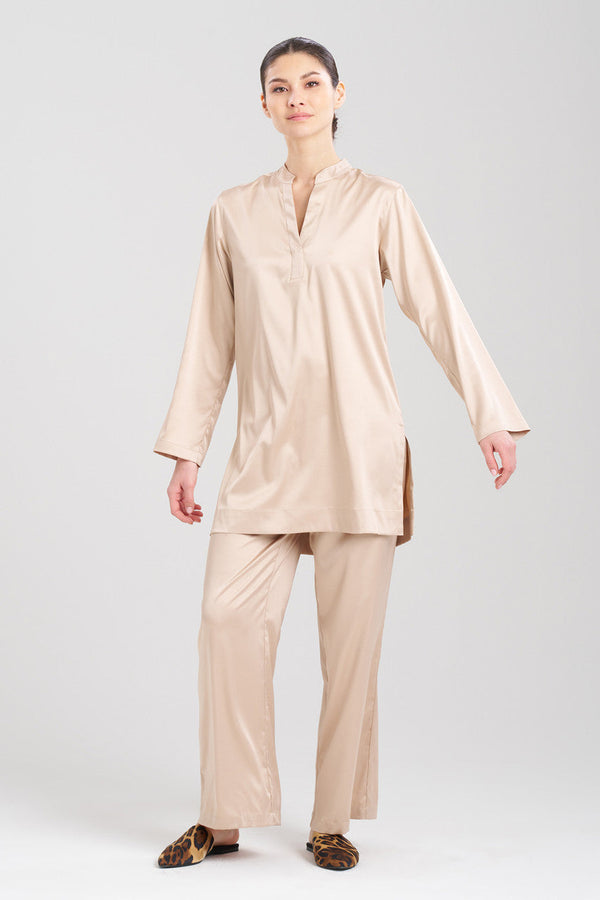 natori Glamour Mandarin Tunic Sleepshirt Café