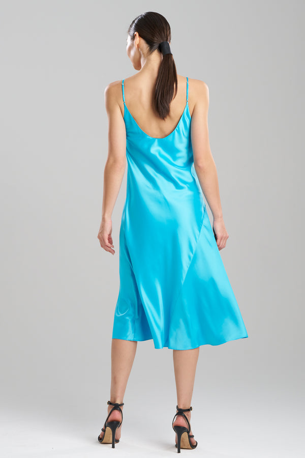 Natori Glamour Scoop Neck Slip Dress Aqua Blue