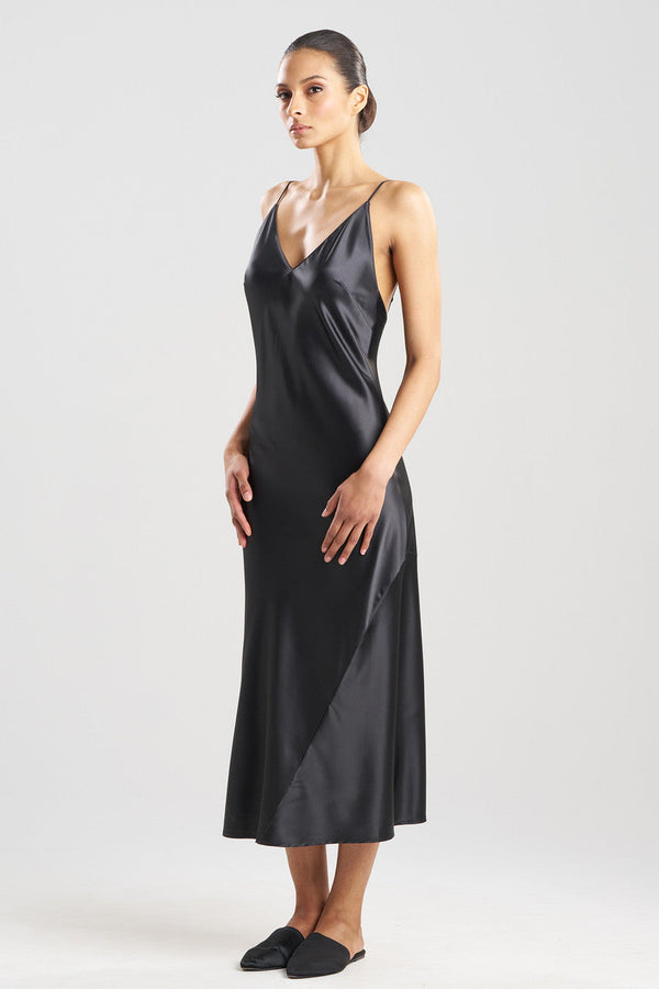 natori Glamour V-Neck Slip Dress Black