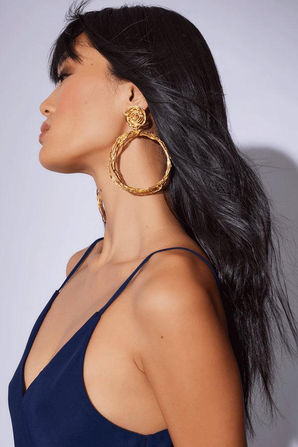Natori Gold Brass Wire Hoop Earrings Antique Gold