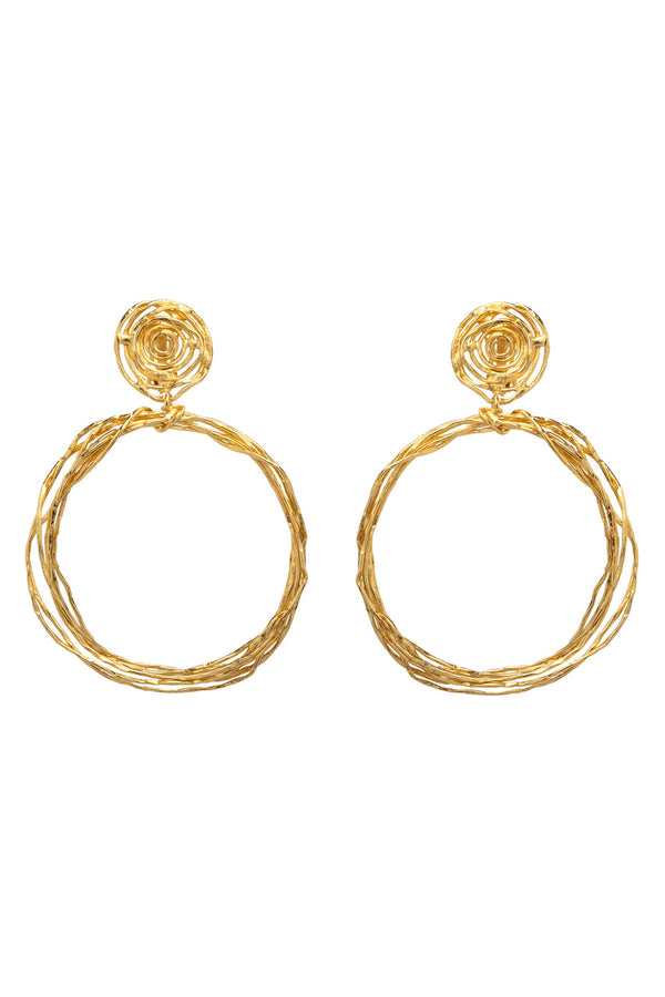 natori Gold Brass Wire Hoop Earrings Antique Gold