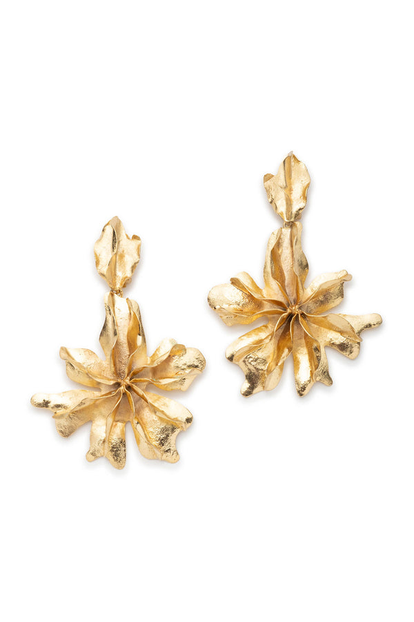 natori Gold Plated Brass Floral Cuff Earrings Gold