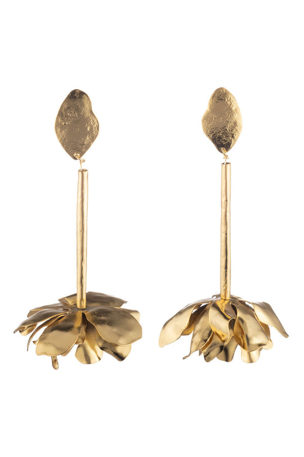 natori Gold Plated Brass Floral Drop Earrings Gold