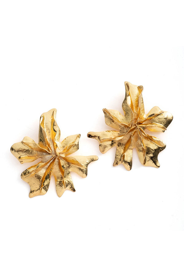 natori Gold Plated Brass Floral Earrings Gold