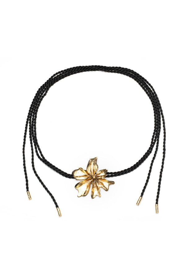natori Gold Plated Brass Floral Pendant Belt Gold