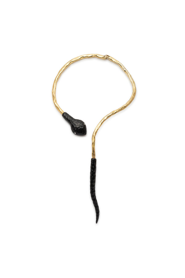natori Gold Plated Brass Snake Necklace Gold