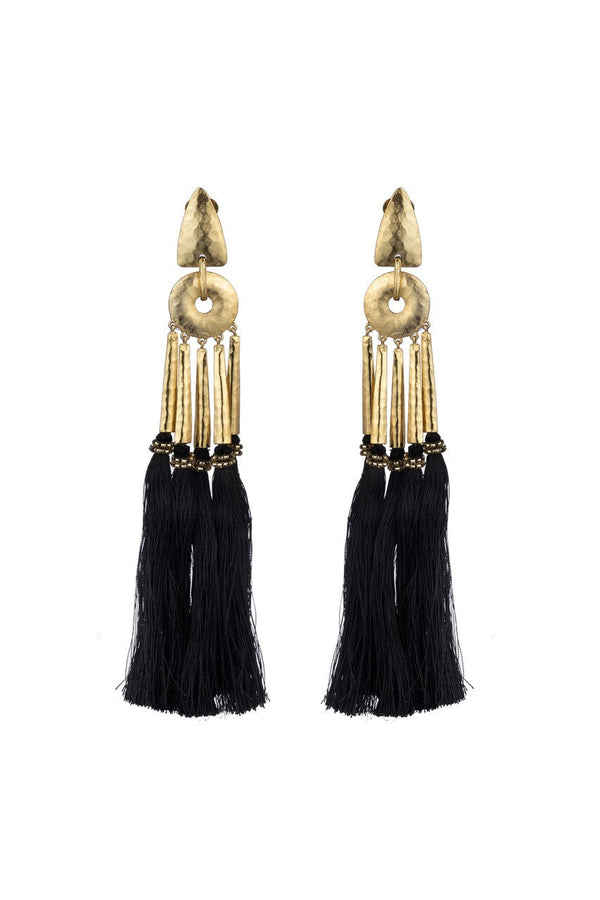 natori Gold Plated Brass Tassel Clip Earrings Gold