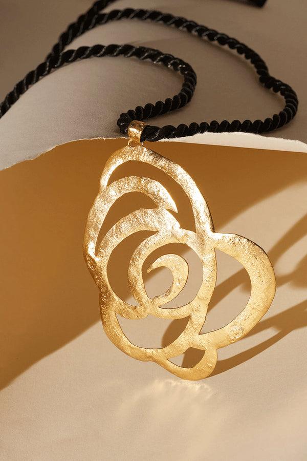 Natori Gold Plated Floral Scroll Necklace Gold