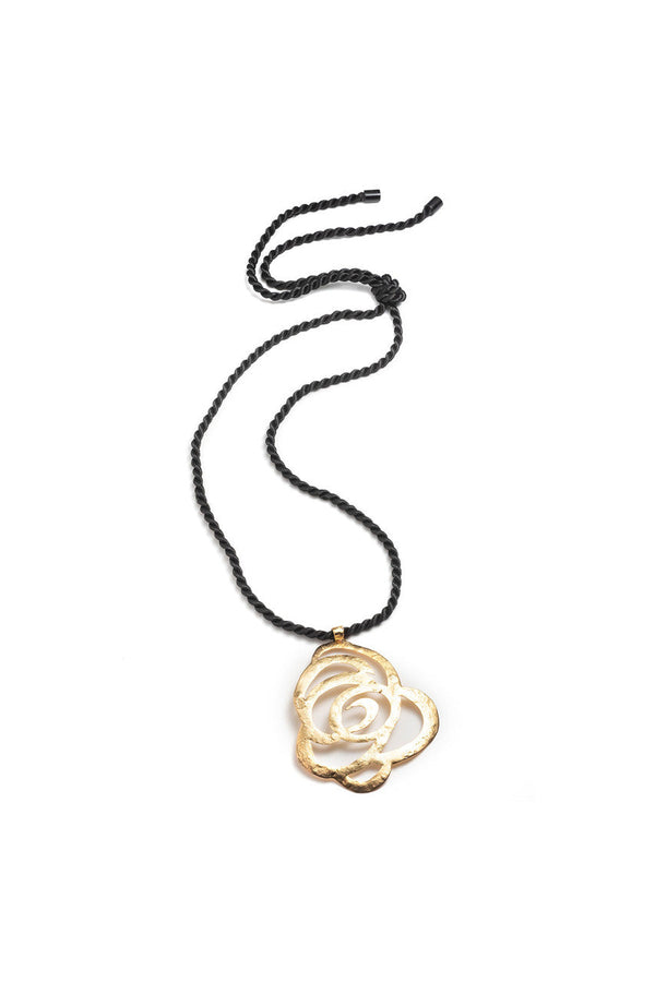 natori Gold Plated Floral Scroll Necklace Gold