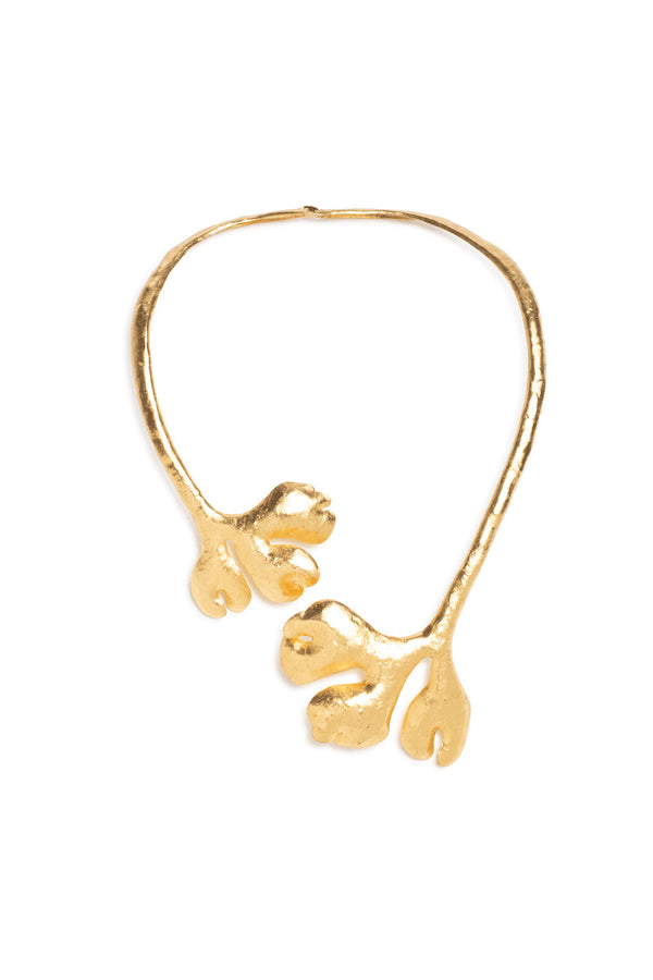 natori Gold Plated Leaf Choker Necklace Gold