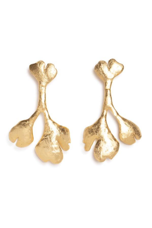 natori Gold Plated Leaf Large Earrings Gold