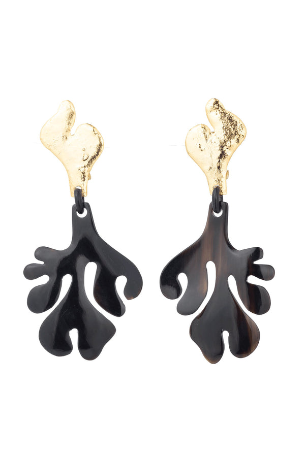 natori Gold Plated Leaf Two Tone Earrings Gold