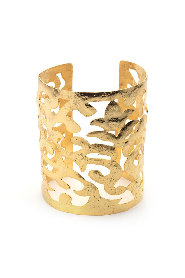 natori Gold Plated Scroll Cuff Bangle Gold