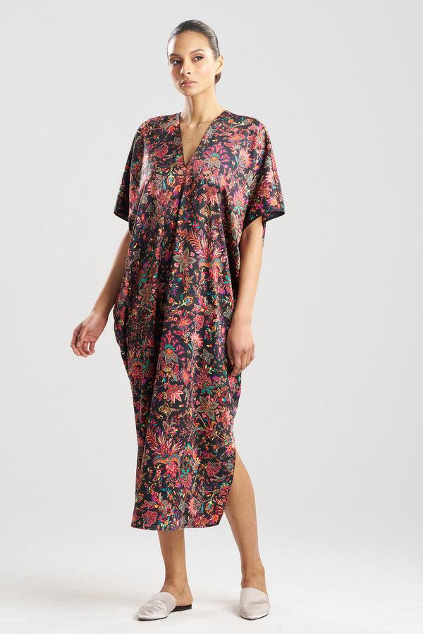 natori Granada V-Neck Caftan Black Multi