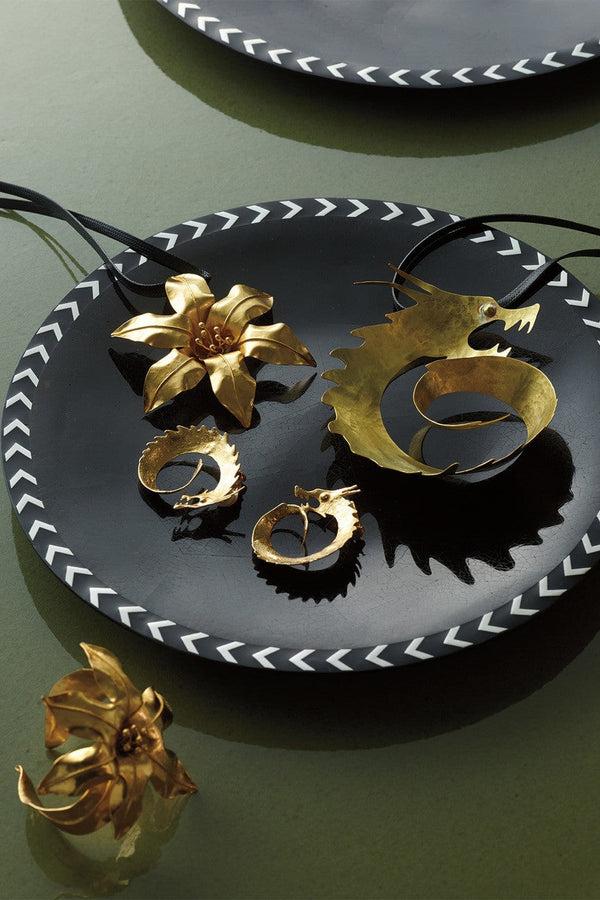 Natori Hammered Brass Swirl Dragon Necklace Gold