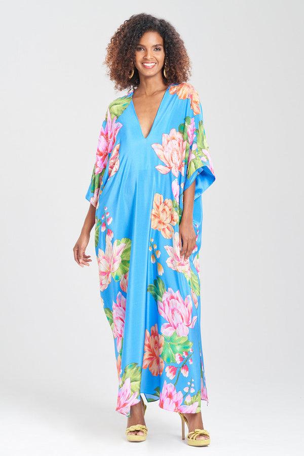 natori Hanabi Beaded Silk Caftan Astor