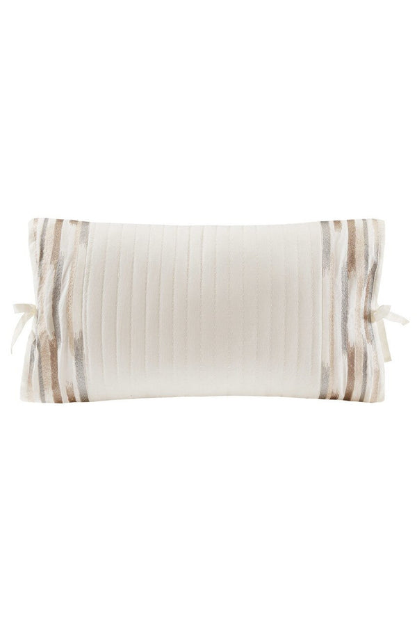 natori Hanae White Embroidered Oblong Pillow Multi